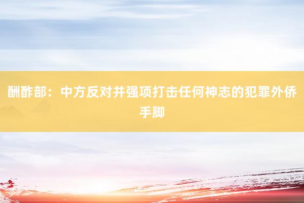 酬酢部：中方反对并强项打击任何神志的犯罪外侨手脚