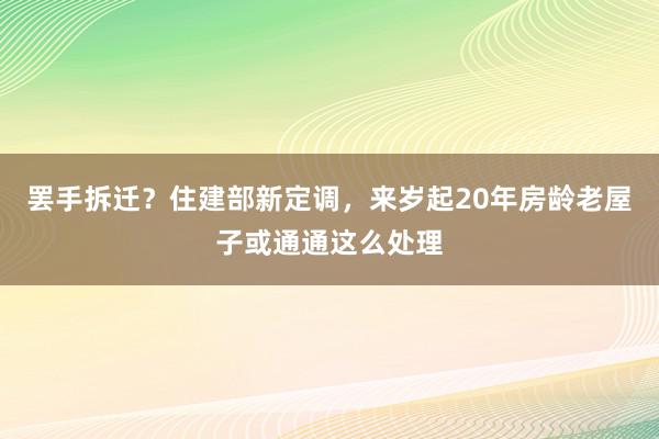 罢手拆迁？住建部新定调，来岁起20年房龄老屋子或通通这么处理