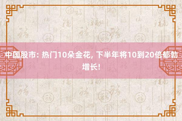 中国股市: 热门10朵金花, 下半年将10到20倍郁勃增长!