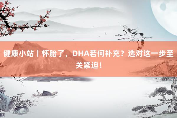 健康小站丨怀胎了，DHA若何补充？选对这一步至关紧迫！