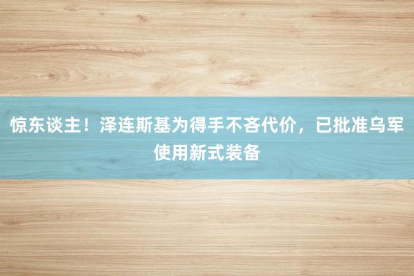 惊东谈主！泽连斯基为得手不吝代价，已批准乌军使用新式装备