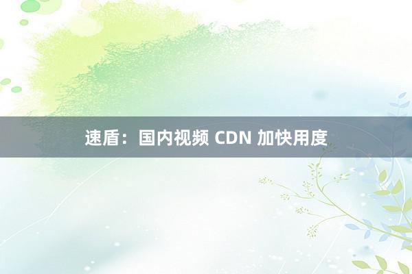 速盾：国内视频 CDN 加快用度